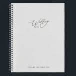 Light Grey Wedding Plans Notebook<br><div class="desc">Light grey wedding plans notebook. Modern calligraphy highlights the front,  background colour covers both sides with a tiny heart on the back. Keep notes and special memories together in one beautiful place.</div>