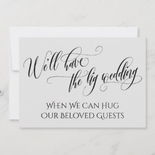 Light Grey When We Can Hug You Postponed Wedding Invitation