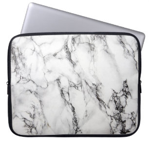 Light Grey White Black Marble Stone Laptop Sleeve