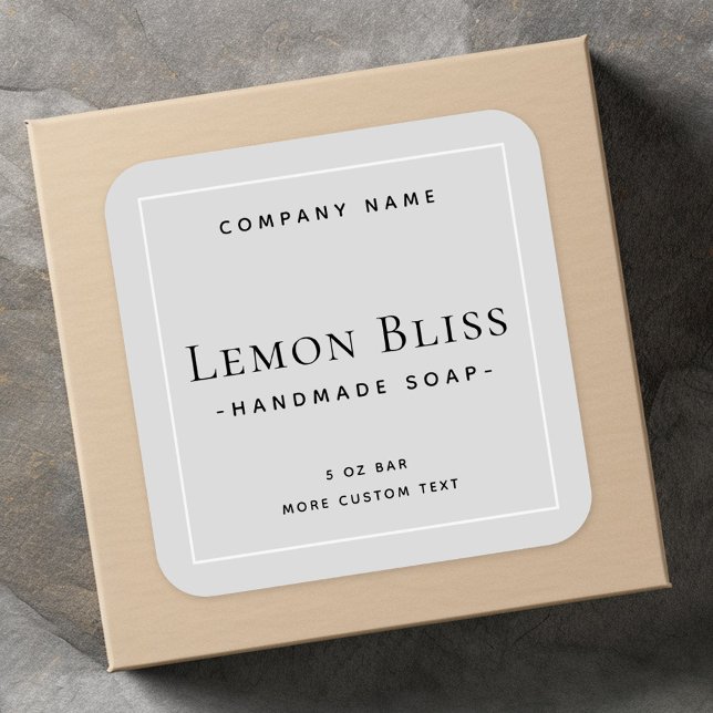 Light grey white border square product label (Light gray white border square product label)