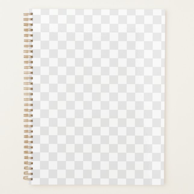 Light Grey White Checkered Checkerboard Planner (Front)