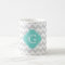 Light Grey White Chevron Aqua Quatrefoil Monogram