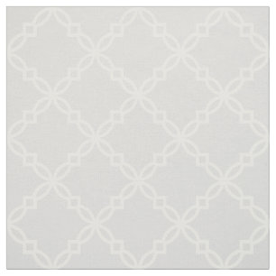 Light Grey, White Fancy Moroccan Quatrefoil Fabric