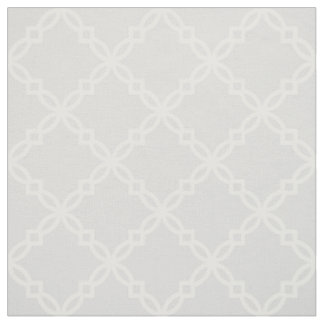Light Grey, White Fancy Moroccan Quatrefoil Fabric