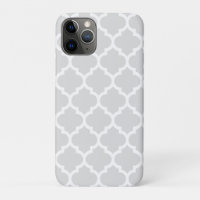 Light Grey White Moroccan Quatrefoil Pattern #5