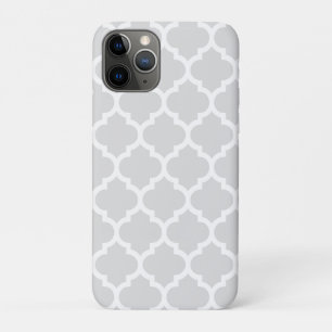 Light Grey White Moroccan Quatrefoil Pattern #5 iPhone 11 Pro Case