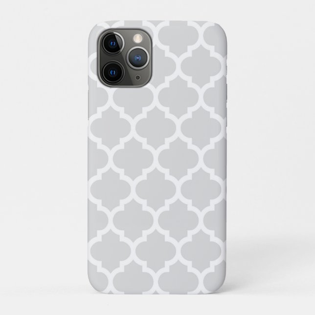 Light Grey White Moroccan Quatrefoil Pattern #5 Case-Mate iPhone Case (Back)
