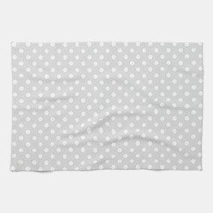 Light Grey White Polka Dot Pattern Tea Towel
