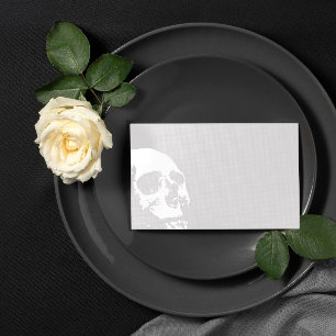 Light Grey White Skull Goth Wedding Place Card