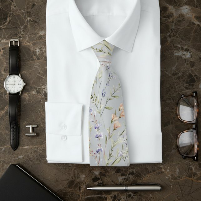 Light Grey Wildflower  Tie (Creator Uploaded)