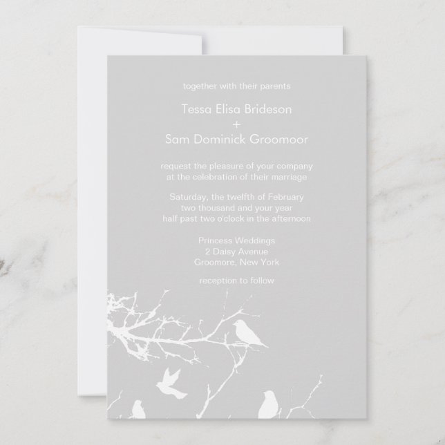 Light Grey Winter Background Weddings Personalised Invitation (Front)