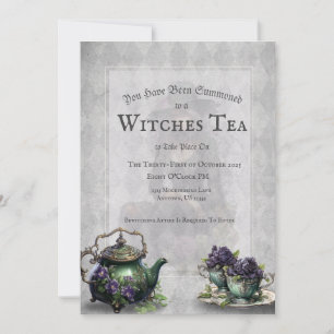 Light Grey Witches Tea Enchanting Brew Invitation