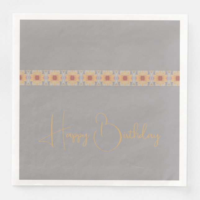 Light Grey With Floral Accented Napkin (Front)