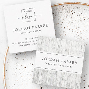 Light grey wood custom logo elegant square business card