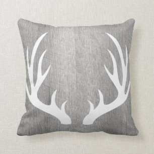 Light Grey Wood White Deer Antlers Cushion