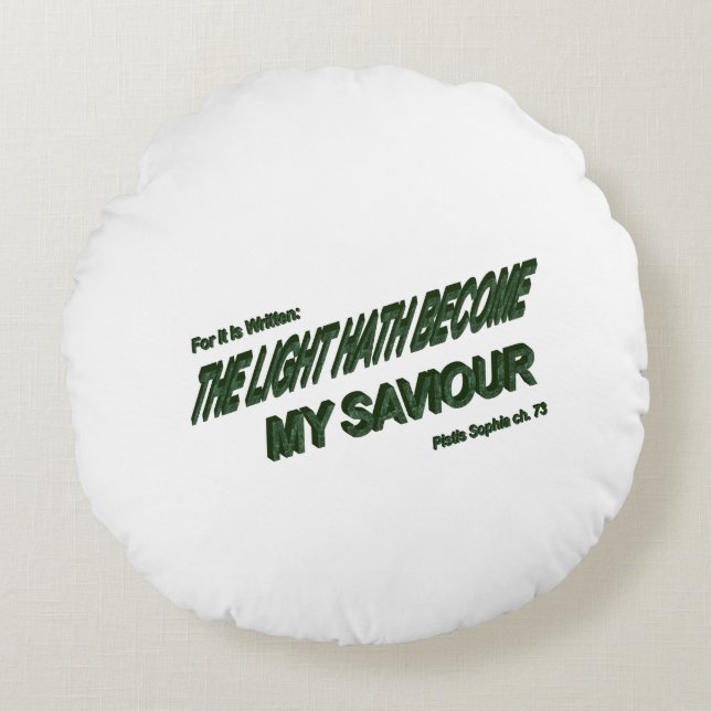 Light Hath Become My Saviour - Green Round Cushion (Front)