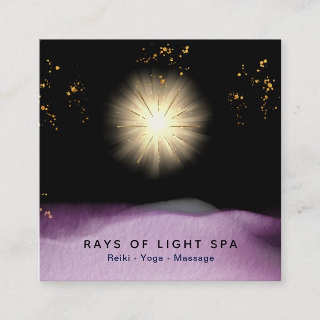 *~* Light Healing Rays Universe Energy Stars Square Business Card (Front)