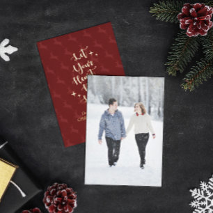 Light Heart Reindeer Personalised Christmas Photo Foil Holiday Card