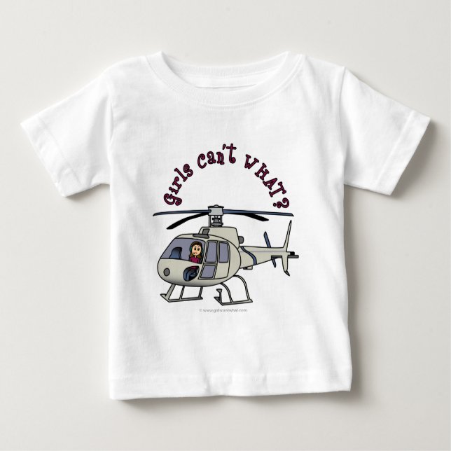 Light Helicopter Pilot Girl Baby T-Shirt (Front)