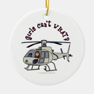 Light Helicopter Pilot Girl Ceramic Ornament