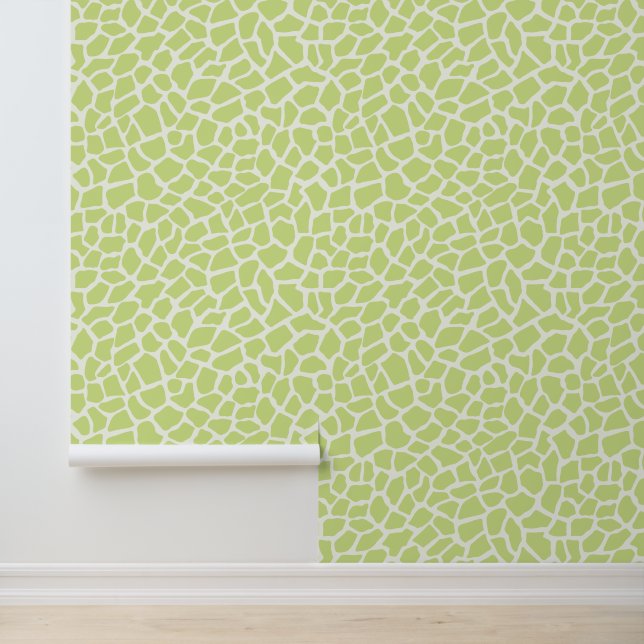Light Honeydew Lime Green Giraffe Abstract Pattern Wallpaper (Application)