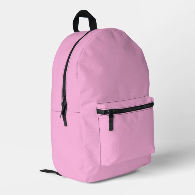 Light Hot Pink Solid Colour Printed Backpack (Back Corner Left)