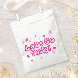 Light & Hot Pink Sparkle Stars Let's Go Party Favour Bag