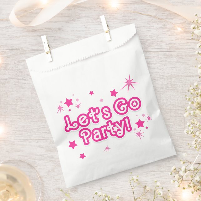Light & Hot Pink Sparkle Stars Let's Go Party Favour Bag (Clipped)