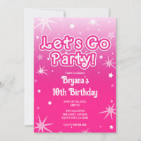 Light & Hot Pink Sparkle Stars Let's Go Party