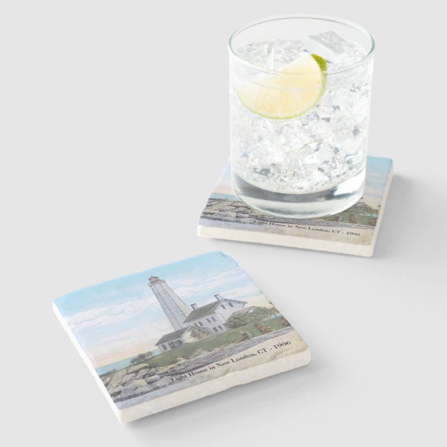 Light House New London CT  Stone Coaster (Side)