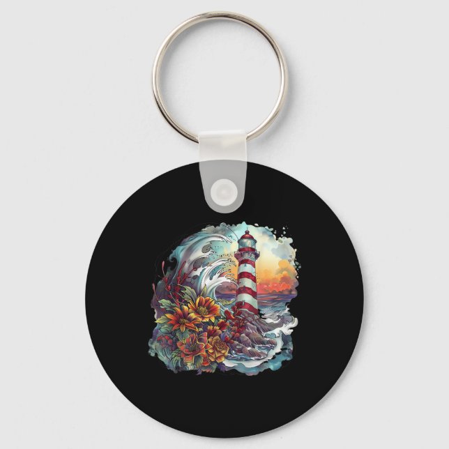 Light House Seaside House Sailing Boating Sea Ligh Key Ring (Front)