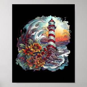 Light House Seaside House Sailing Boating Sea Ligh Poster