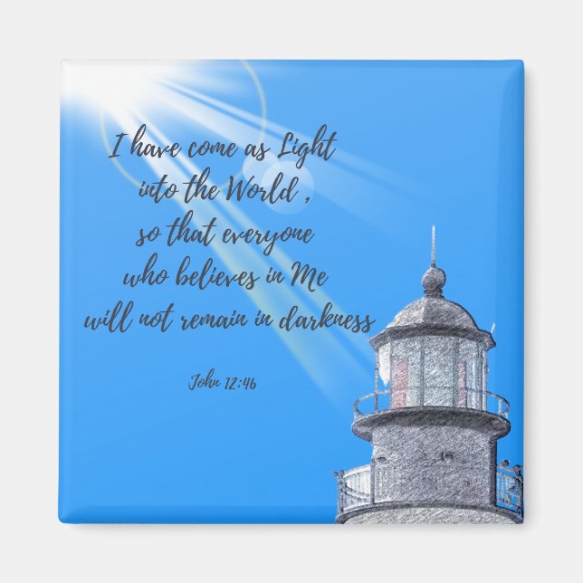 Light house with John 12:46 Magnet (Front)