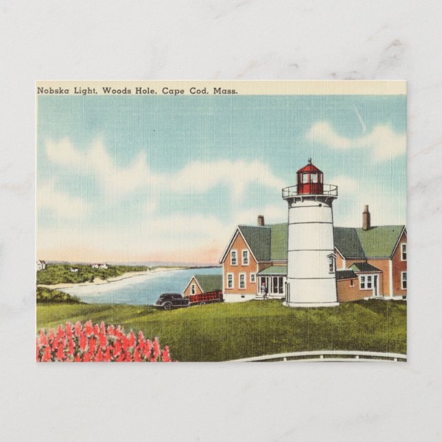 Light house, Wood Hole, Cape Cod Massachusetts Postcard (Front)