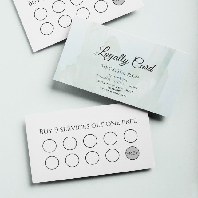 Light Ice Blue Crystals Salon Spa  Loyalty Card (Creator Uploaded)