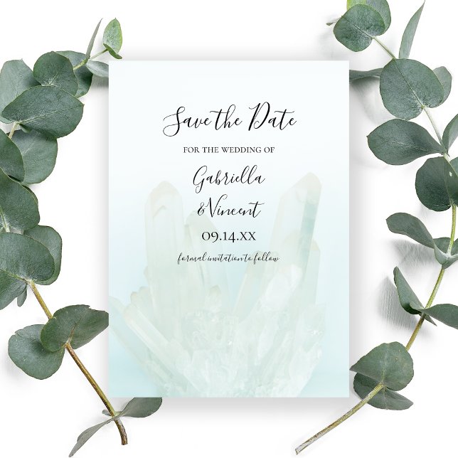 Light Ice Blue Crystals Wedding Save the Date (Creator Uploaded)