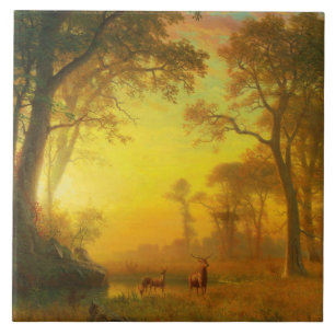 Light in the Forest (by Albert Bierstadt) Ceramic Tile