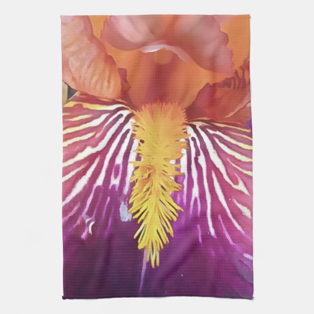 Light Iris Macro Artistic Abstract Tea Towel (Vertical)