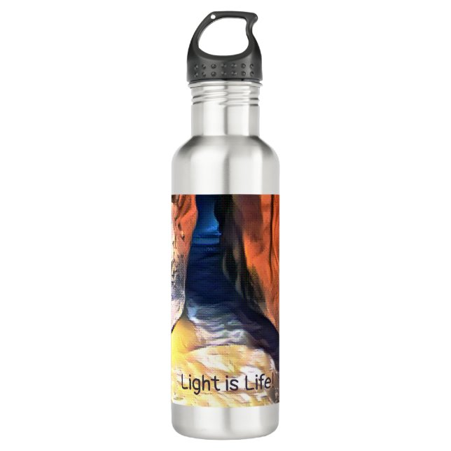 Light is Life - Coastal Cave Seascape Beach Stainl 710 Ml Water Bottle (Front)