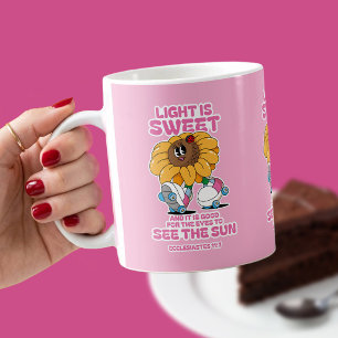Light Is Sweet – Retro Sunflower Ecclesiastes 11:7 Coffee Mug