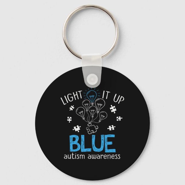Light It Up Autism Puzzle Piece (blue)  Key Ring (Front)