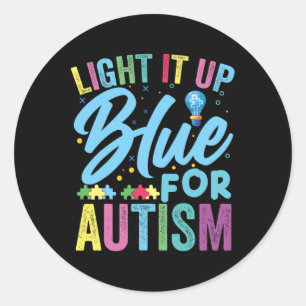 Light It Up Blue Autism Awareness 1  Classic Round Sticker