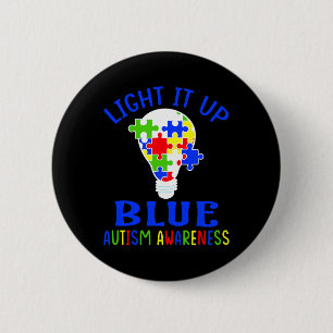 Light It Up Blue Autism Awareness Autistic Puzzle 6 Cm Round Badge
