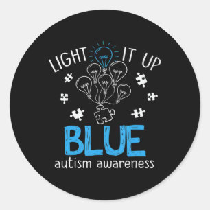 Light It Up Blue Autism Awareness Autistic Puzzle  Classic Round Sticker