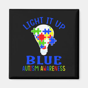 Light It Up Blue Autism Awareness Autistic Puzzle Magnet