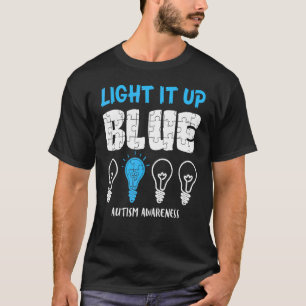 Light It Up Blue Autism Awareness Autistic Puzzle  T-Shirt