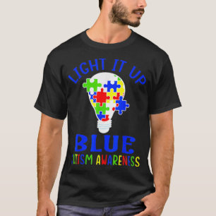 Light It Up Blue Autism Awareness Autistic Puzzle T-Shirt