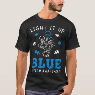Light It Up Blue Autism Awareness Autistic Puzzle  T-Shirt