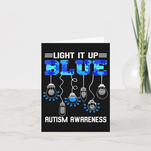 Light It Up Blue Autism Awareness  Card (Front)