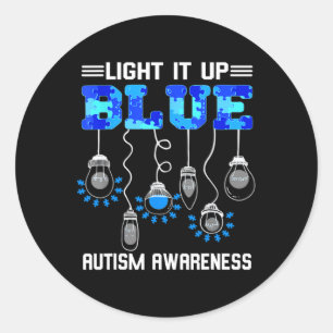 Light It Up Blue Autism Awareness Classic Round Sticker
